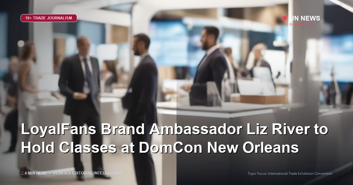 Editorial news illustration representing LoyalFans Brand Ambassador Liz River to Hold Classes at DomCon New Orleans
