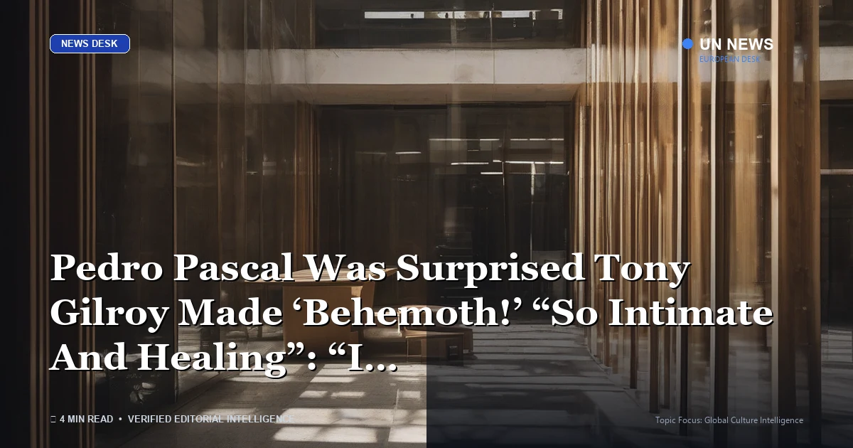 Editorial news illustration representing Pedro Pascal Was Surprised Tony Gilroy Made ‘Behemoth!’ “So Intimate And Healing