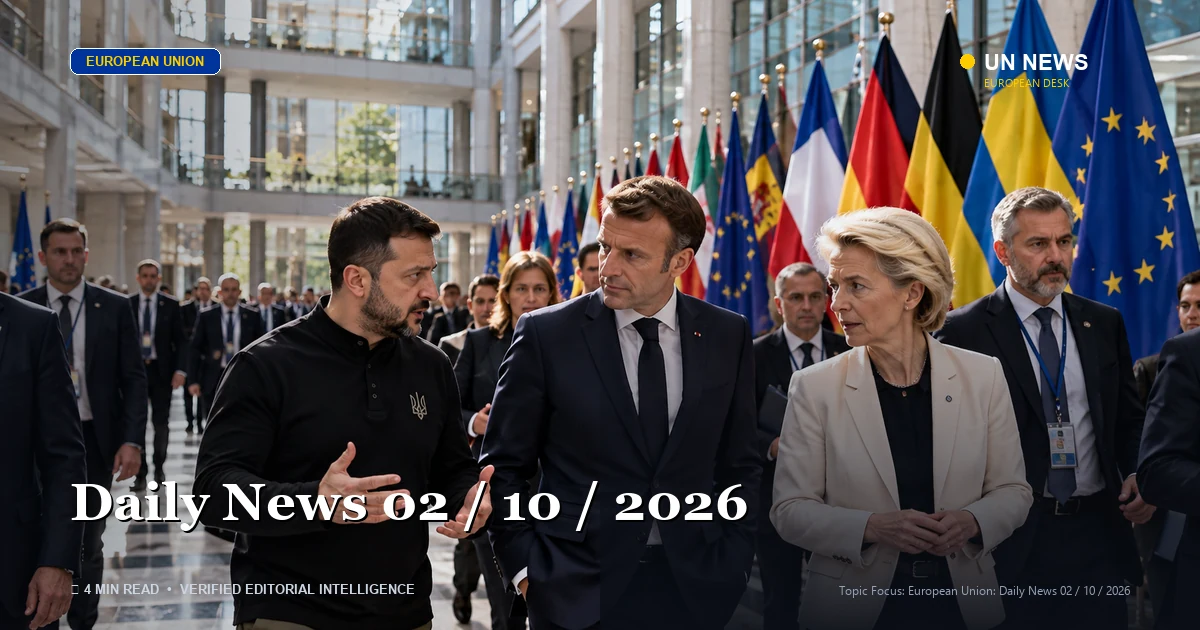 Editorial news illustration representing Daily News 02 / 10 / 2026