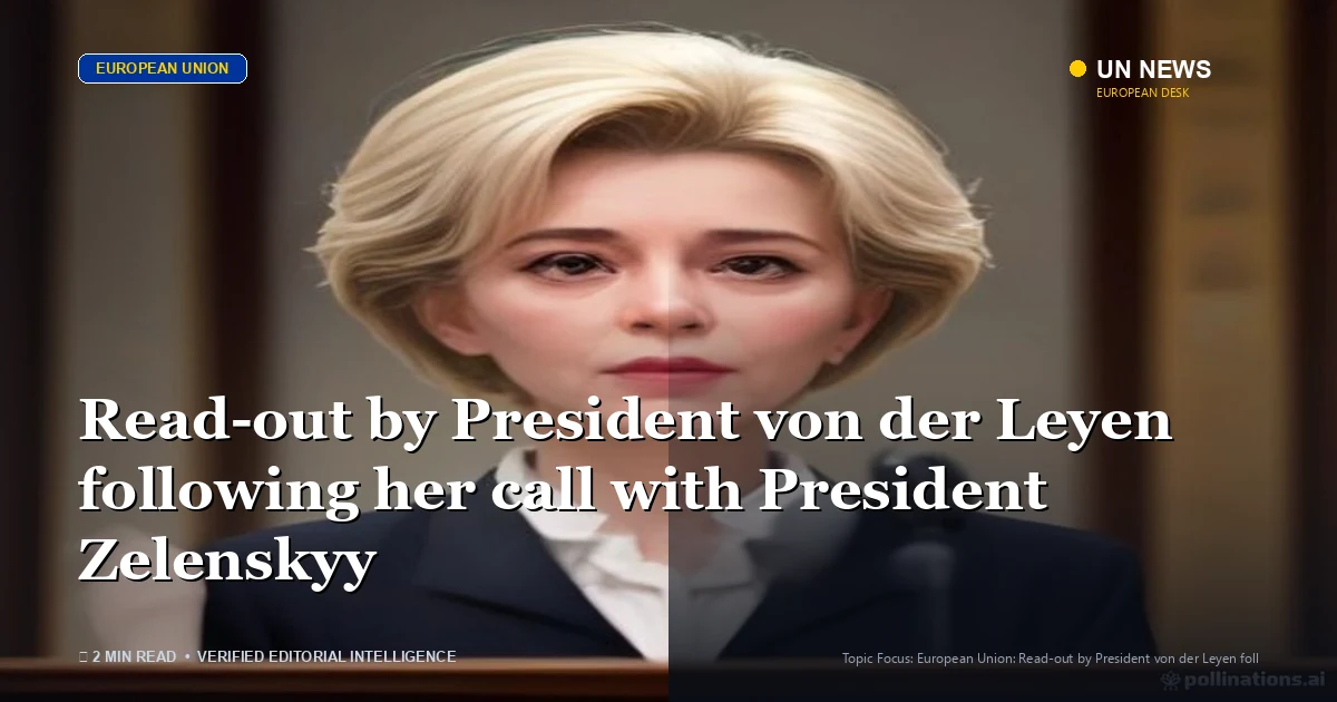 Editorial news illustration representing Read-out by President von der Leyen following her call with President Zelenskyy