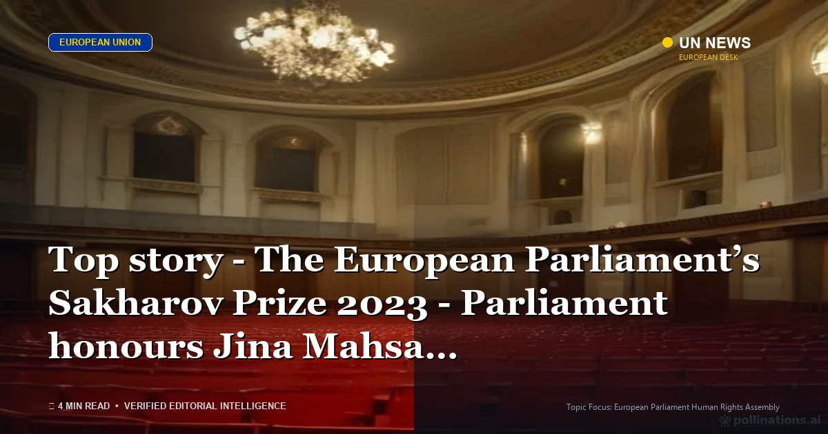 Editorial news illustration representing Top story - The European Parliament’s Sakharov Prize 2023 - Parliament honours J