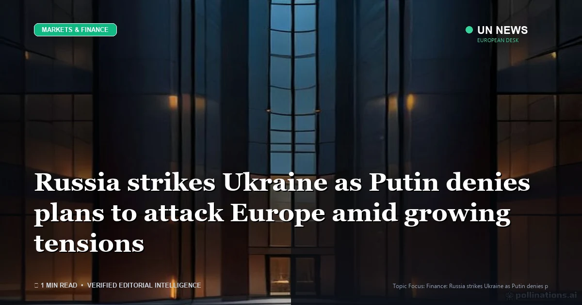Illustration representing Russia strikes Ukraine as Putin denies plans to attack Europe amid growing tensi