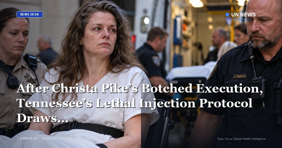 Editorial news illustration representing After Christa Pike’s Botched Execution, Tennessee’s Lethal Injection Protocol Dr
