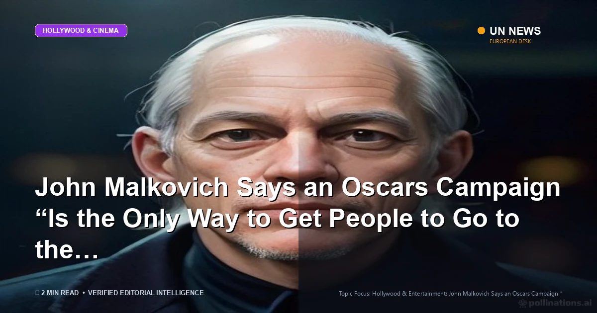 Editorial news illustration representing John Malkovich Says an Oscars Campaign “Is the Only Way to Get People to Go to t
