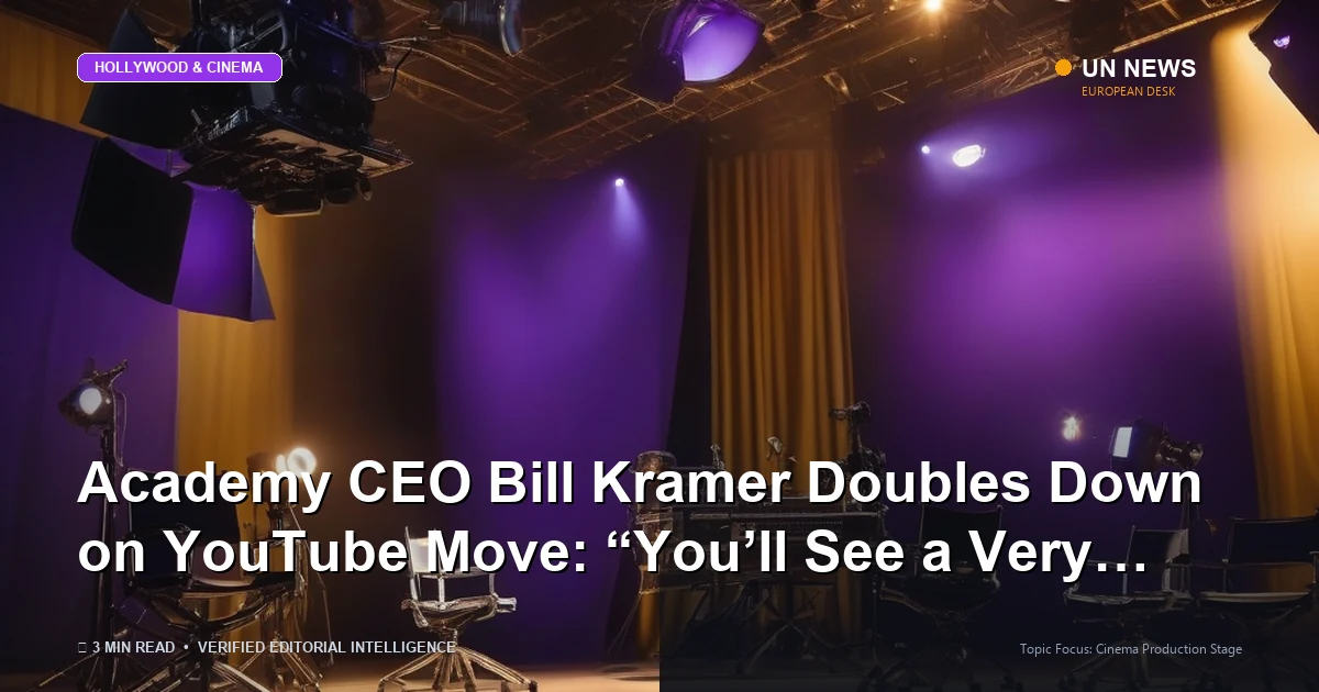 Editorial news illustration representing Academy CEO Bill Kramer Doubles Down on YouTube Move: “You’ll See a Very Differe