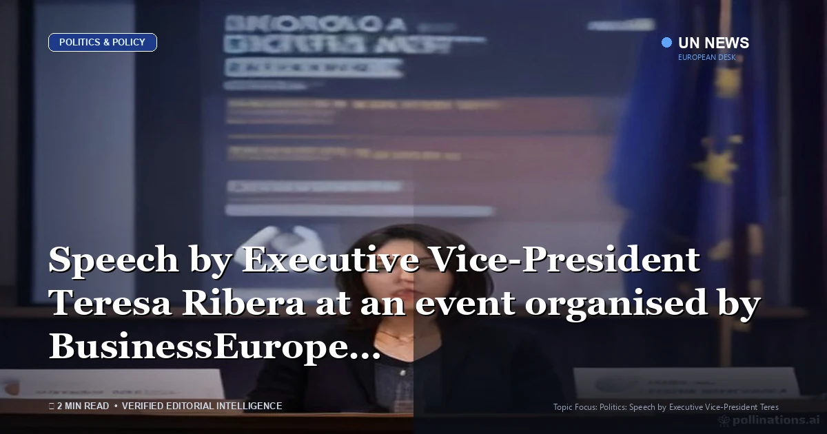 Editorial news illustration representing Speech by Executive Vice-President Teresa Ribera at an event organised by Busine