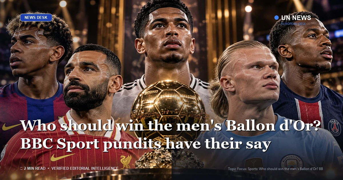 Editorial illustration representing Who should win the men's Ballon d'Or? BBC Sport pundits have their say