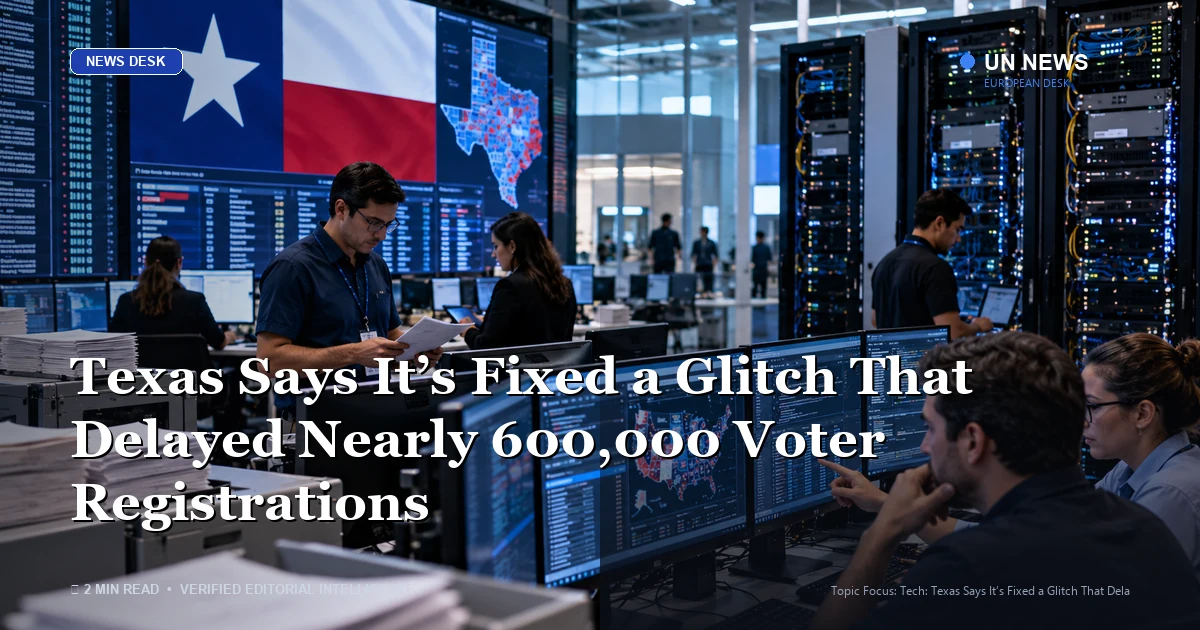 Tech news report: Texas Says It’s Fixed a Glitch That Delayed Nearly 600,000 Voter Registrations
