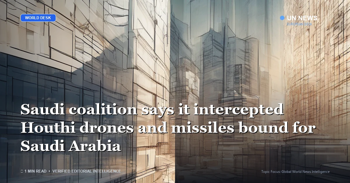 Illustration representing Saudi coalition says it intercepted Houthi drones and missiles bound for Saudi A