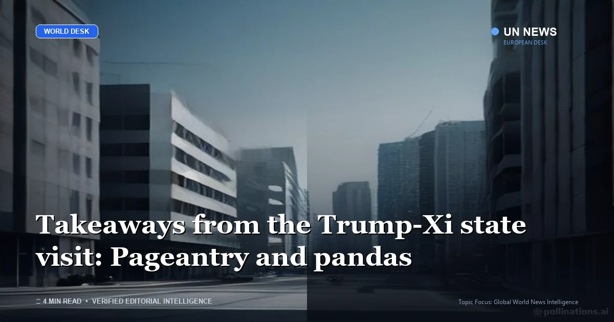 Editorial news illustration representing Takeaways from the Trump-Xi state visit: Pageantry and pandas