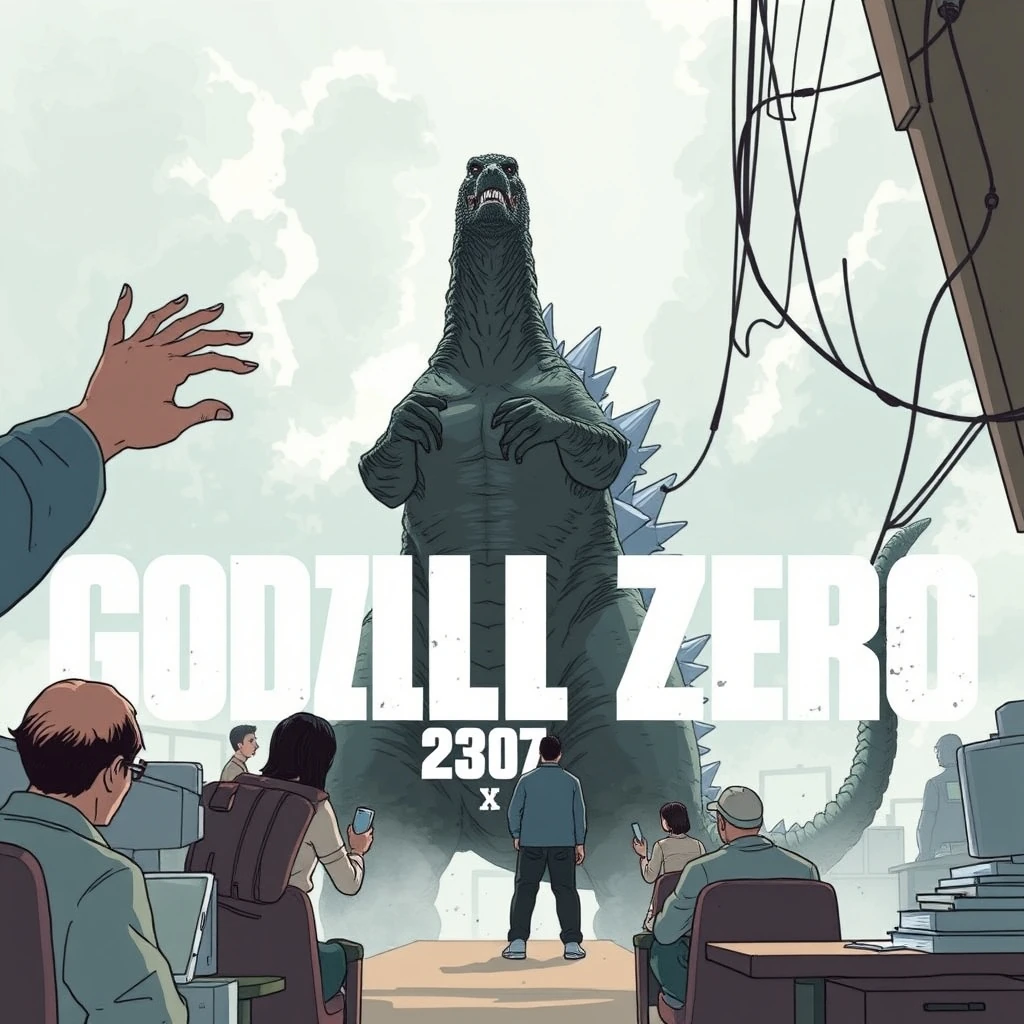 Editorial illustration representing ‘Godzilla Minus Zero’ Review: Monster Movie Genius Takashi Yamazaki Returns With a Crackling Kaiju E