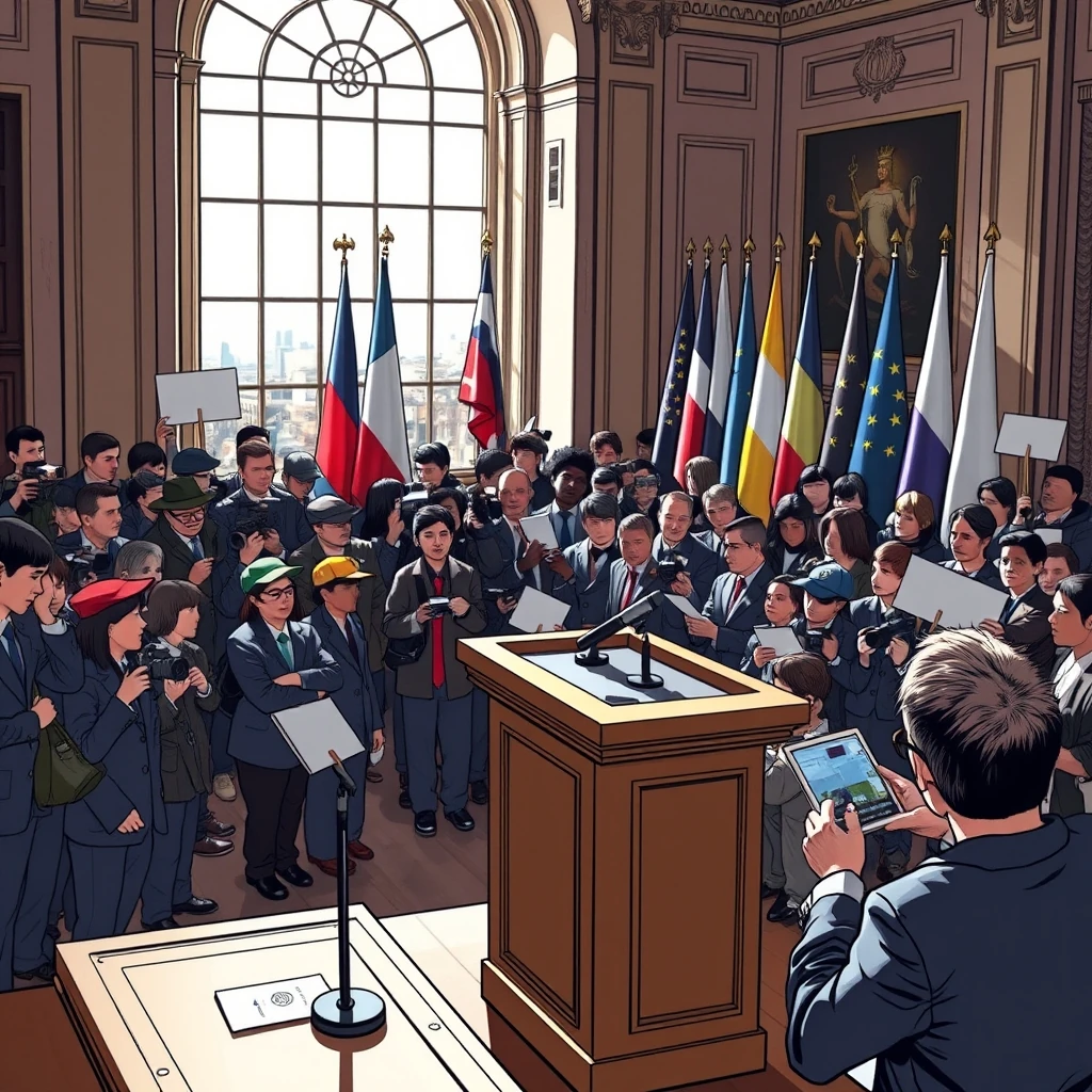 Editorial illustration representing School protests send shivers down French governments spine