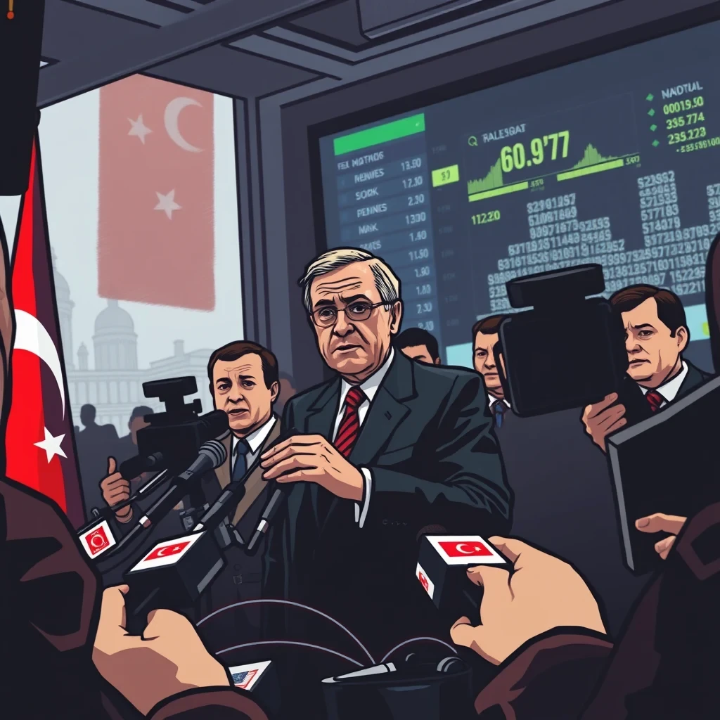 Editorial illustration representing Turkey: Stock market scandal hits half a million investors