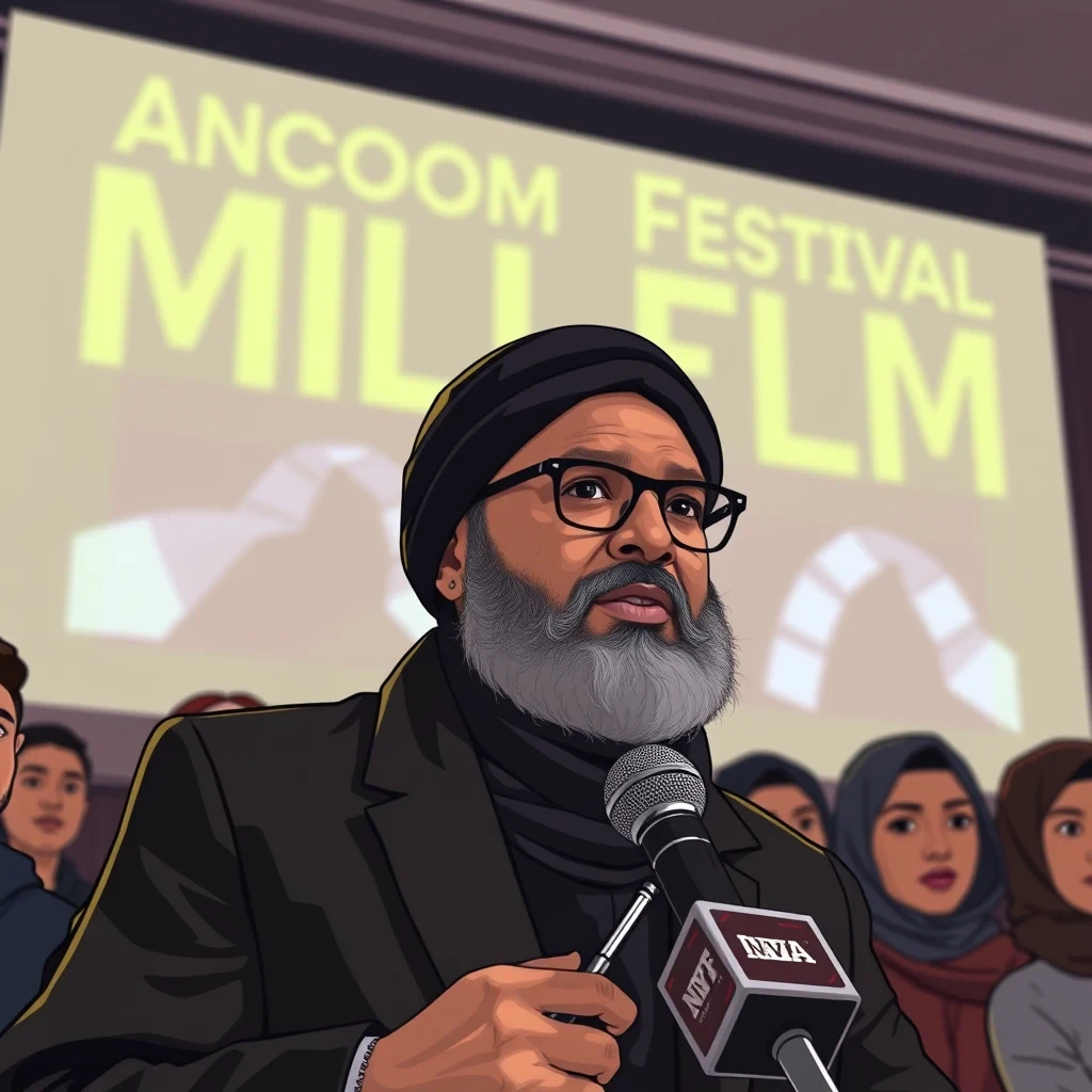 Editorial illustration representing New York’s Inaugural Muslim Film Festival Aims to Move Past Counter-Narratives, Unveils Lineup, Jury