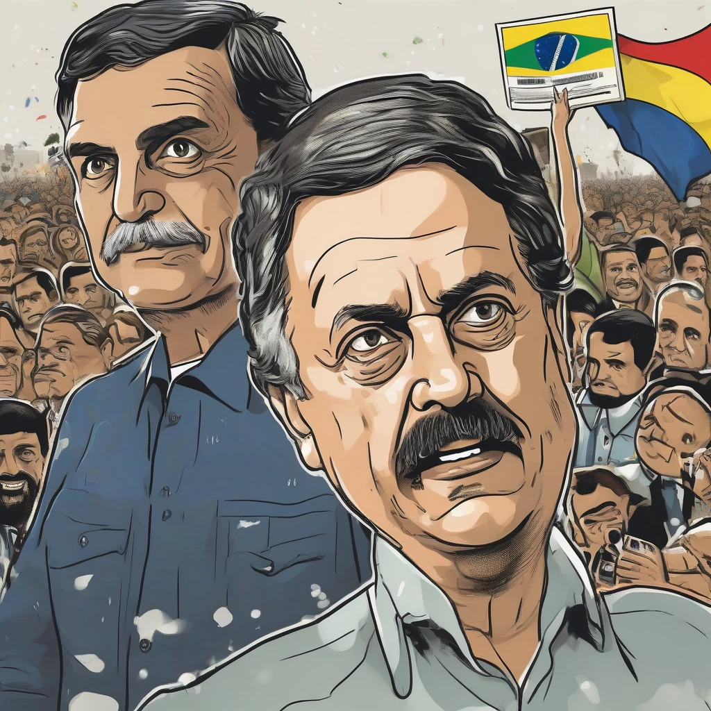 Editorial news illustration representing Brazil Elections Head to Runoff Between Lula and Bolsonaro