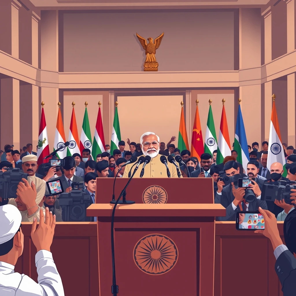 Editorial illustration representing India Cracks Down on Youth Protests Ahead of Anti-Government March