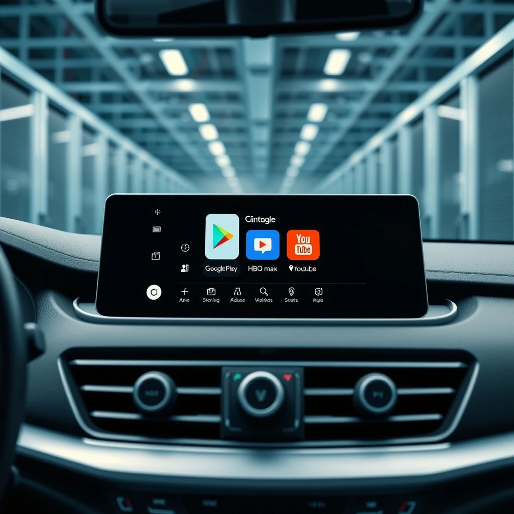 Editorial illustration representing A new app experience is coming to cars with Google built-in