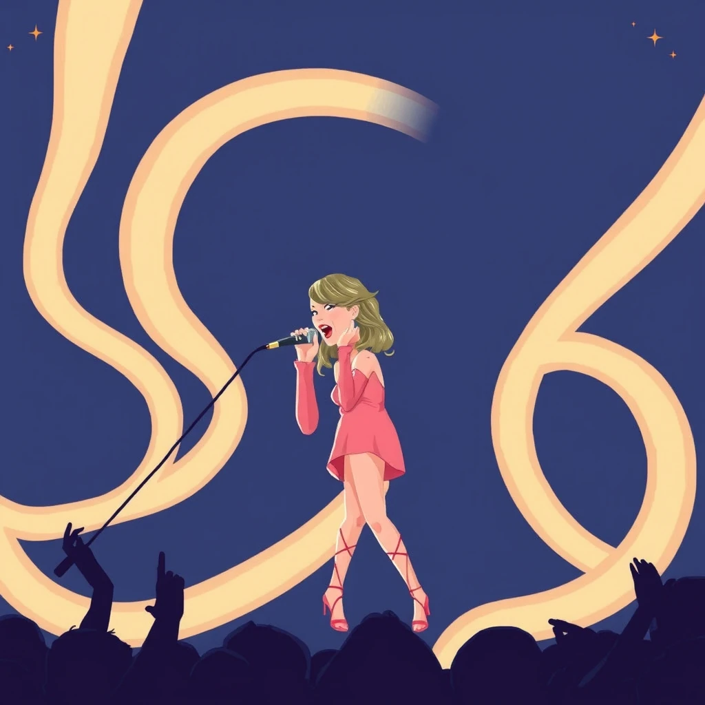 Editorial illustration representing Taylor Swift Breaks Spotify Record With “Patient Zero” Surprise Release